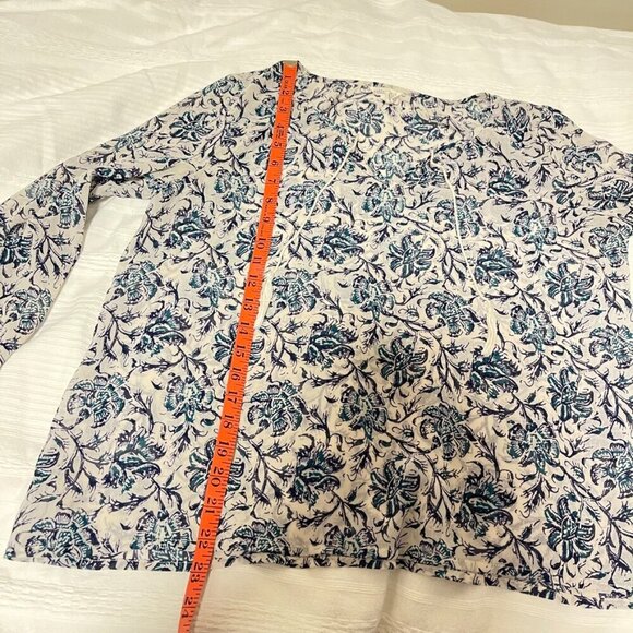 Aeropostale Floral Boho Tie Blouse Cream Navy - M - Picture 12 of 13